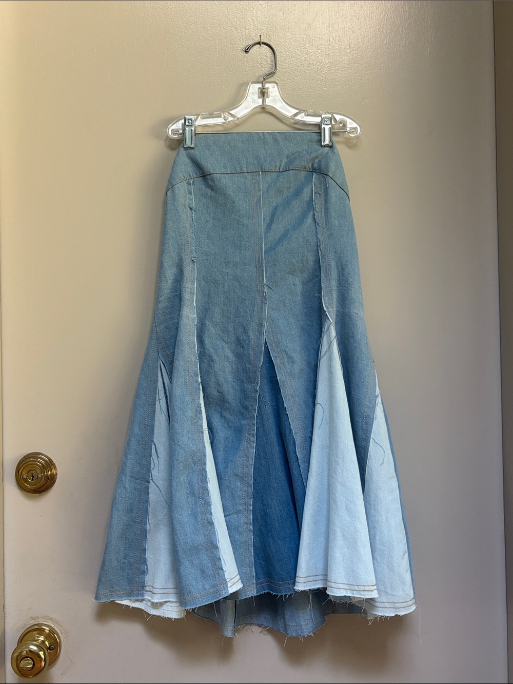 Anthropologie Pilcro Strapless Two-Tone Denim Midi Dress – Size S